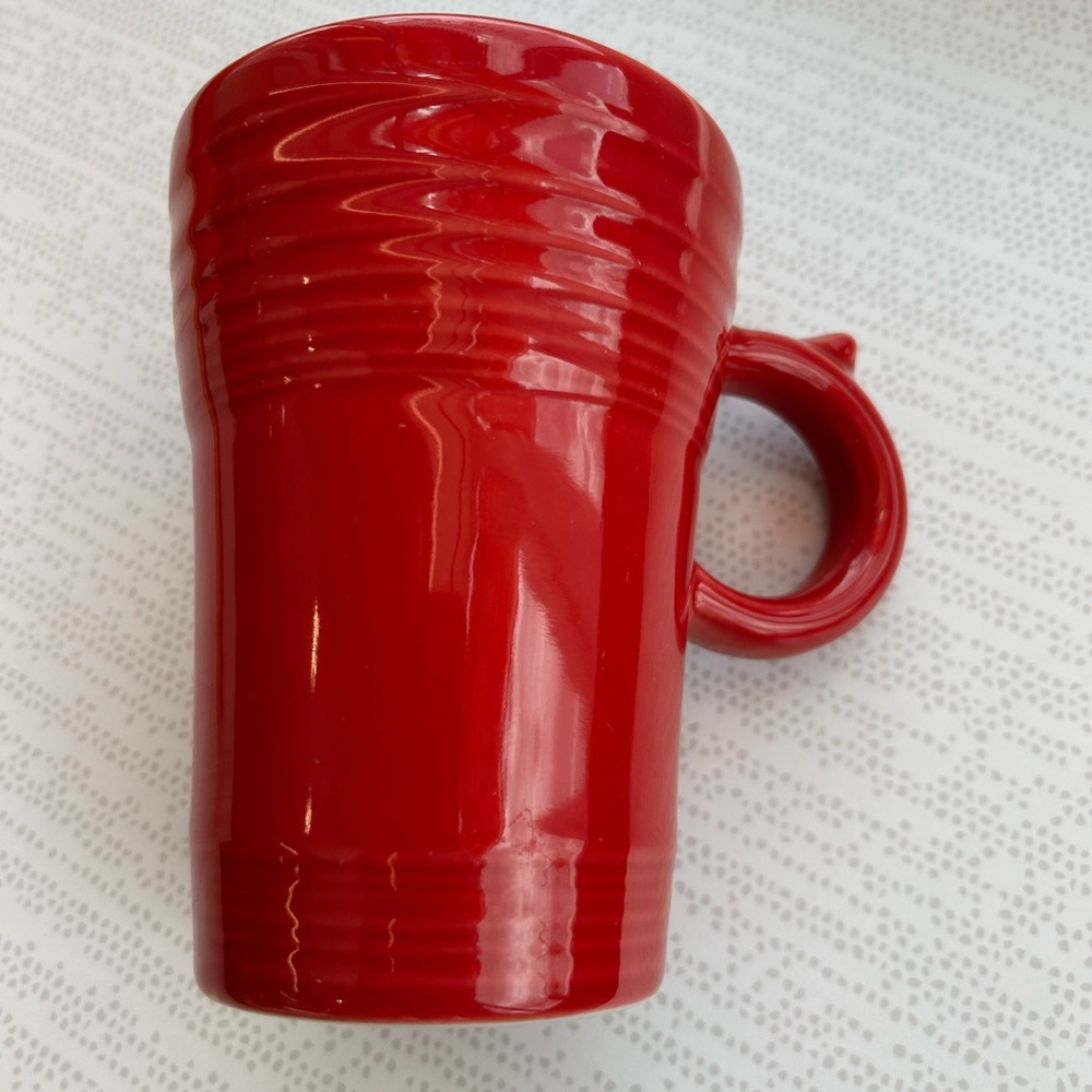 Fiestaware Tall Latte Bistro Mug Red with Ring Handle Thumb Rest